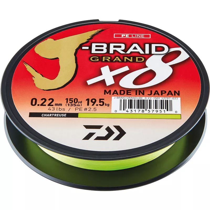 DAIWA J-Braid Grand X8 Chartreuse Meterware 0,06 mm 5,0 kg