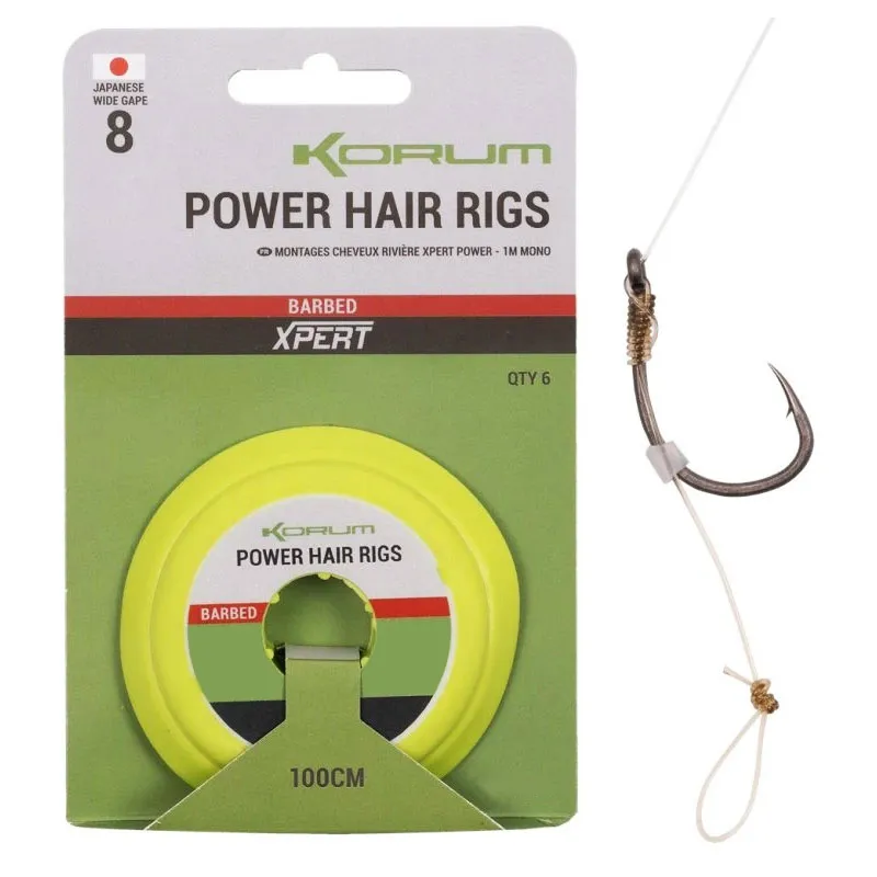 Korum Xpert Power River Hair Rigs Barbed 1 m 12 lb 10, Angelladen für ...