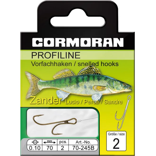 Cormoran Profiline Vorfach mit Zander-Ryderhaken 245 B - Gr 6 - 0,08 mm
