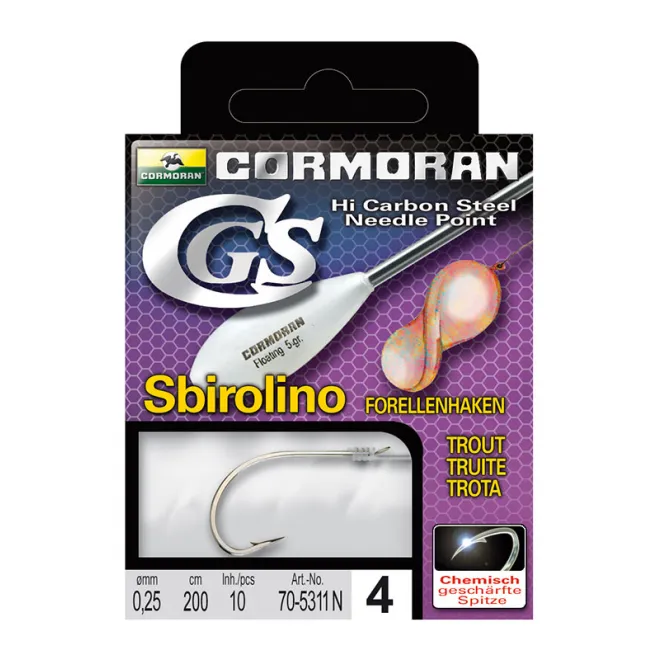 Cormoran CGS Vorfach mit Sbirolinohaken 5311 N - Gr 12 - 0,16 mm