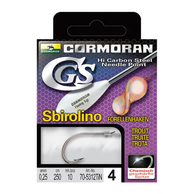 Cormoran CGS Vorfach mit Sbirolinohaken 5312 TIN - Gr 12 - 0,16 mm