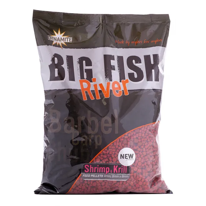 Dynamite Baits Big Fish River Feed Pellets Shrimp & Krill 1,8 kg 4 6 8 mm
