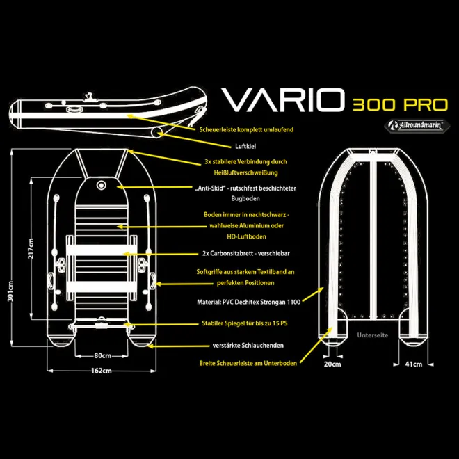 Allroundmarin Vario 300 PRO Schlauchboot Grün (ohne Boden)