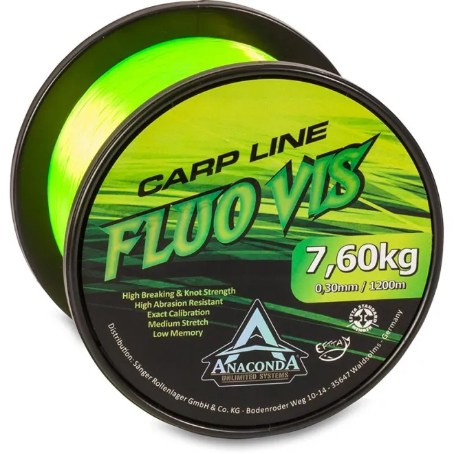 Anaconda Fluovis Green Carp Line 1200 m 0,30 mm 7,60 kg