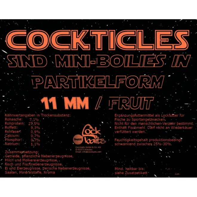 Cockbaits Cockticles 1,5 kg 11 mm Fruit