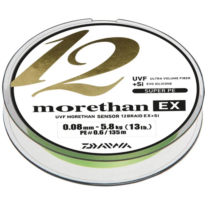 DAIWA Morethan 12 Braid EX+Si Lime Green 300 m 0,16 mm 14,0 kg