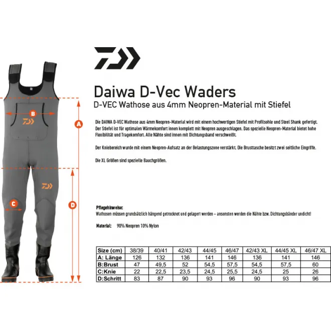 DAIWA D-VEC Neoprene Waders 46/47