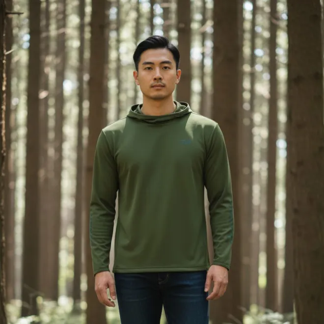 DAIWA Stretch-Shirt-Hoodie DE-9225E Olive Green M