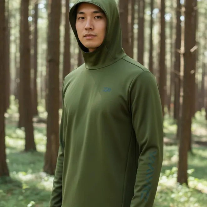 DAIWA Stretch-Shirt-Hoodie DE-9225E Olive Green M