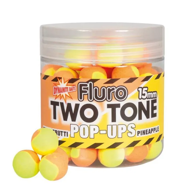 Dynamite Baits Fluro Two Tone Pop Ups - Tutti Frutti & Pineapple - 15 mm