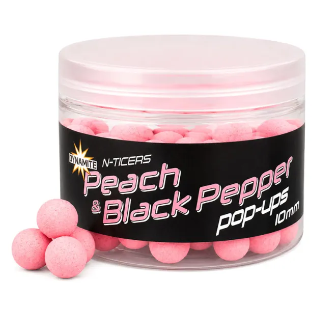 Dynamite Baits N-Ticers Peach & Black Pepper Pop-Ups 10 mm