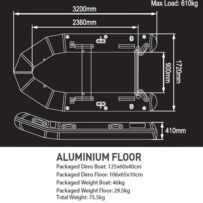 Fox Inflatable Boat 320 X Aluminium Deck