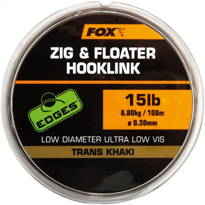 FOX Edges Zig & Floater Hooklink Trans Khaki 100 m 15 lb 0,30 mm
