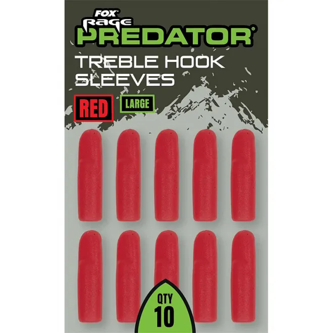 FOX Rage Predator Red Treble Hook Sleeves Large