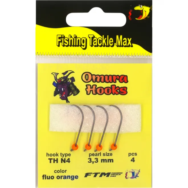 FTM Omura Hook TH N4 Fluo Orange 3,3 mm 4 Stück