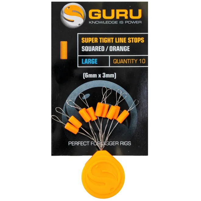Guru Super Tight Line Stops Squared Orange Large