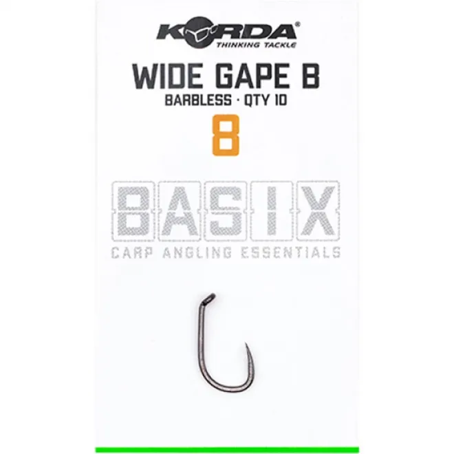 Korda Basix Wide Gape Barbless 8