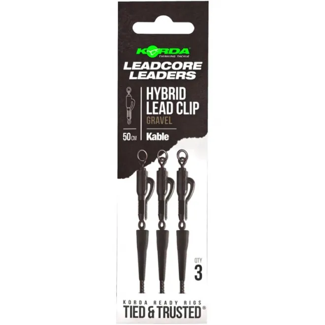 Korda Kable Leadcore Leader Hybrid Lead Clip 50 cm Gravel