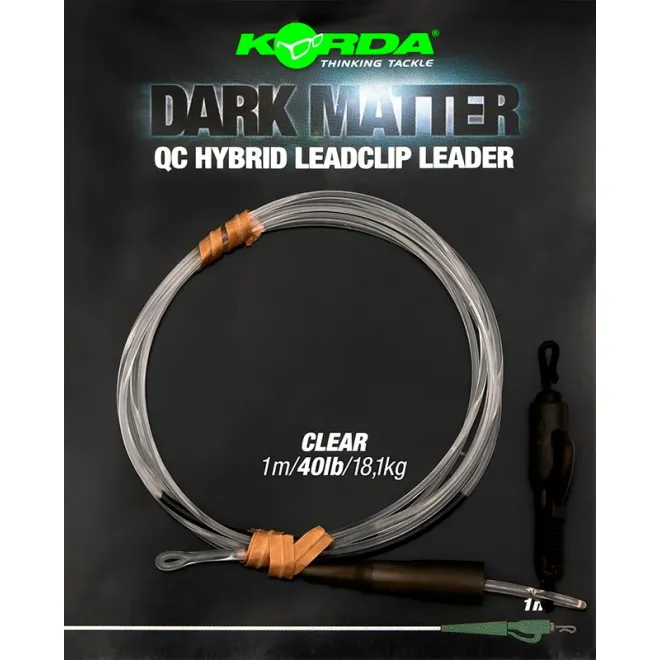 Korda Dark Matter Leader QC Hybrid Clip Clear 40 lb 100 cm