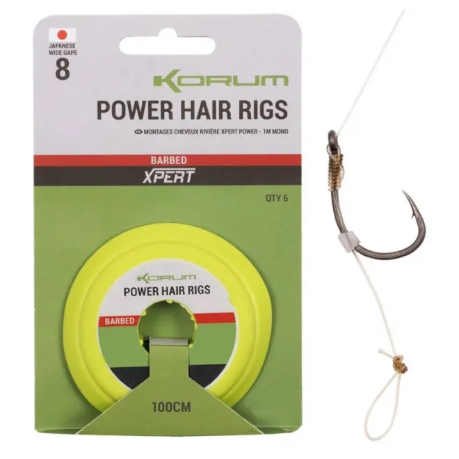 Korum Xpert Power River Hair Rigs Barbed 1 m 10 lb 12
