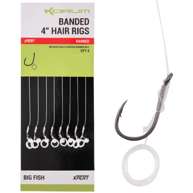 Korum Banded Hair Rigs Barbed 4 Inch 12 lb 10