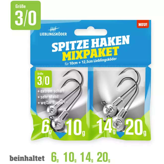Lieblingsköder Spitze Haken 3/0 Mixpaket - 8/10/12/14 g