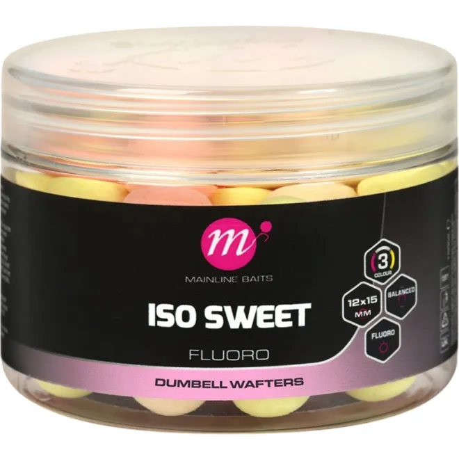 Mainline Baits Fluoro Dumbell Wafters Pink Yellow White ISO Sweet 12 x 15 mm