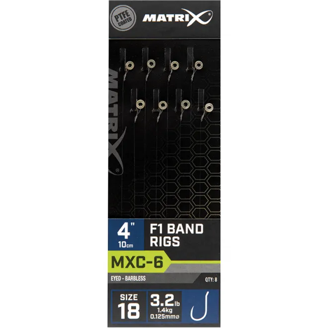 Matrix MXC-6 F1 Band Rigs 10cm Size 18 Barbless 0,125mm