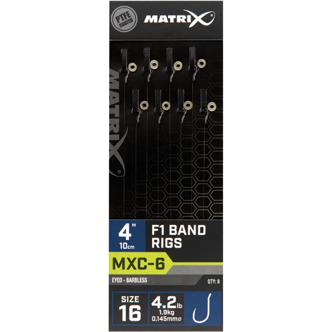 Matrix MXC-6 F1 Band Rigs 10cm Size 16 Barbless 0,145mm