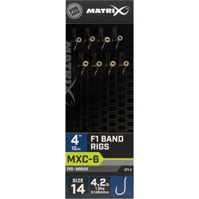 Matrix MXC-6 F1 Band Rigs 10cm Size 14 Barbless 0,145mm