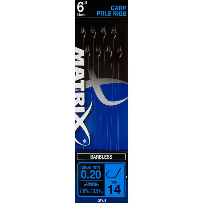 Matrix 6“ Carp Pole Rig X8 Barbless Size 18