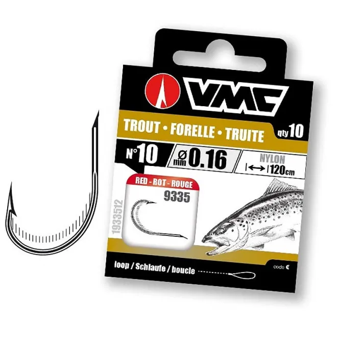 VMC 9335 Trout Red 120 cm Nylon 0,20 mm 10 Stück - Gr. 6