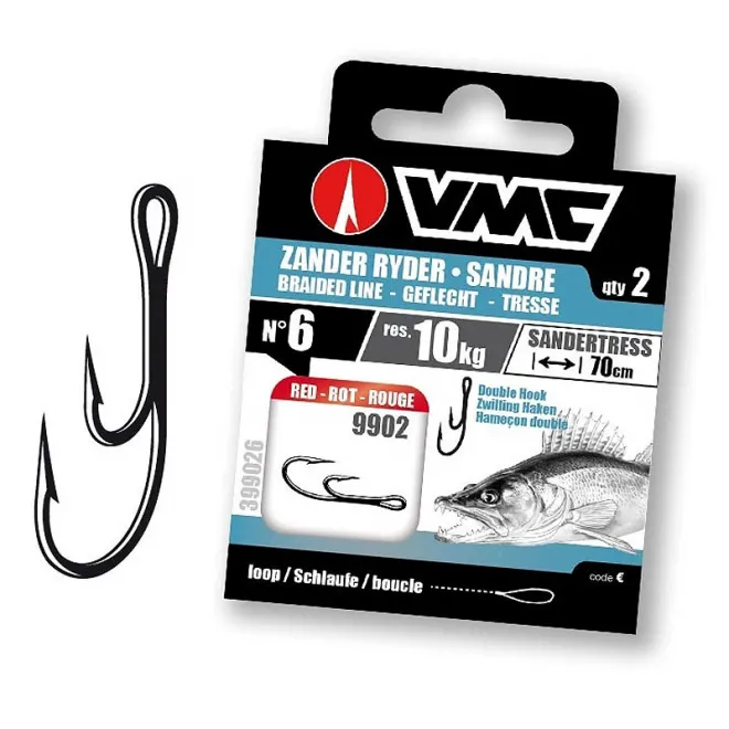 VMC 9902 Zander Ryder Red 70 cm Braided Line 2 Stück - Gr. 1/0