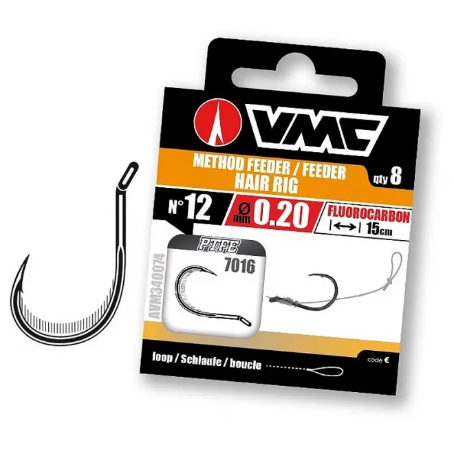 VMC Feeder Hair Rig 7016 Fluoro 15 cm 0,20 mm 10 Stück - Gr. 14
