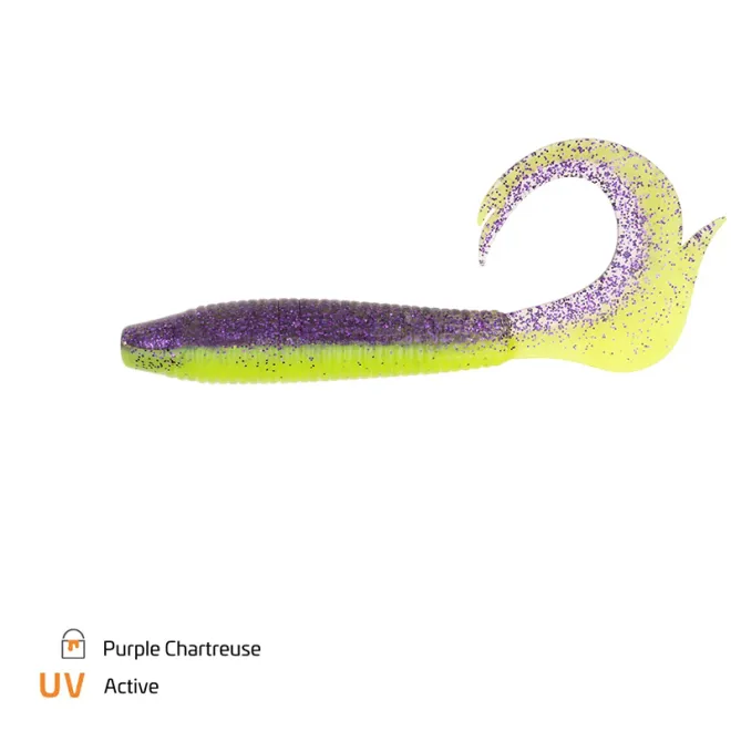 Zeck Fishing Drag-Tail 12 cm Purple Chartreuse 3 Stück