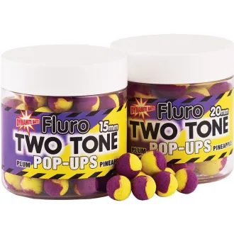 Dynamite Baits Fluro Two Tone Pop Ups 15 mm - Plum & Pineapple