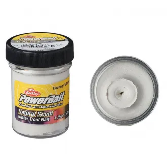 Berkley Powerbait Trout Bait Floating Natural EU Glitter 50 g Garlic White