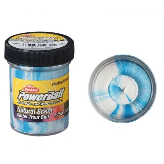 Berkley Powerbait Trout Bait Floating Natural EU Glitter 50 g Garlic White/Blue