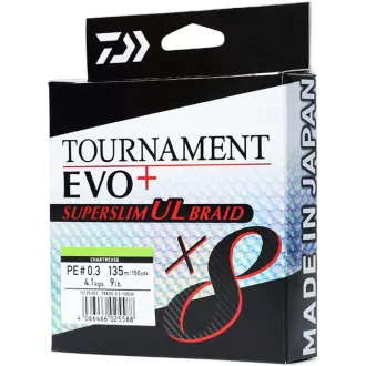 DAIWA Tournament X8 EVO+ Superslim UL Chartreuse 135 m 4,1 kg PE 0,3