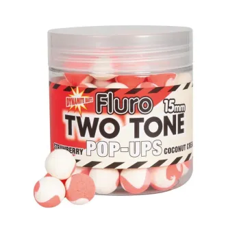 Dynamite Baits Fluro Two Tone Pop Ups - Strawberry & Coco. Cr. - 15 mm