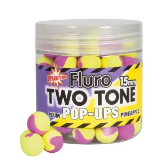Dynamite Baits Fluro Two Tone Pop Ups 15 mm - Plum & Pineapple