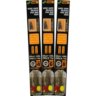 FOX Edges Wide Gape Beaked PVA Rigs Brown & Green 25 lb 4