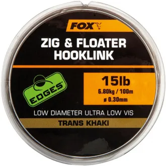 FOX Edges Zig & Floater Hooklink Trans Khaki 100 m 15 lb 0,30 mm