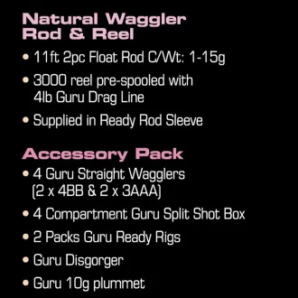 Guru Natural Waggler Rod 11 ft & Reel Combo
