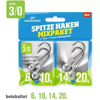 Lieblingsköder Spitze Haken 3/0 Mixpaket - 8/10/12/14 g