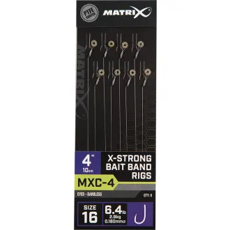 Matrix MXC-4 X-Strong Bait Band Rigs 4" (10cm) Size 16 Barbless 0,18 mm
