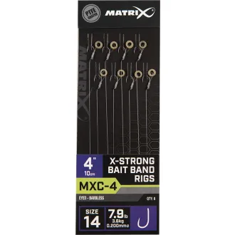 Matrix MXC-4 X-Strong Bait Band Rigs 4" (10cm) Size 14 Barbless 0,20 mm