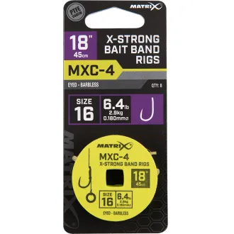 Matrix MXC-4 X-Strong Bait Band Rigs 18" (45cm) Size 16 Barbless 0,18 mm