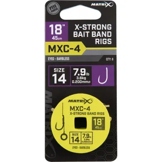 Matrix MXC-4 X-Strong Bait Band Rigs 18" (45cm) Size 14 Barbless 0,20 mm