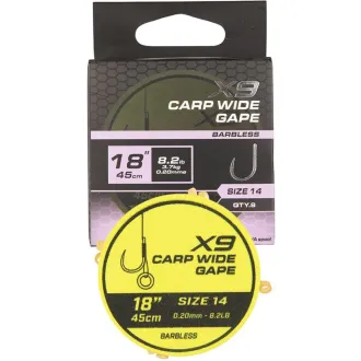 Matrix X9 Carp Wide Gape 45 cm Band Rigs Size 14